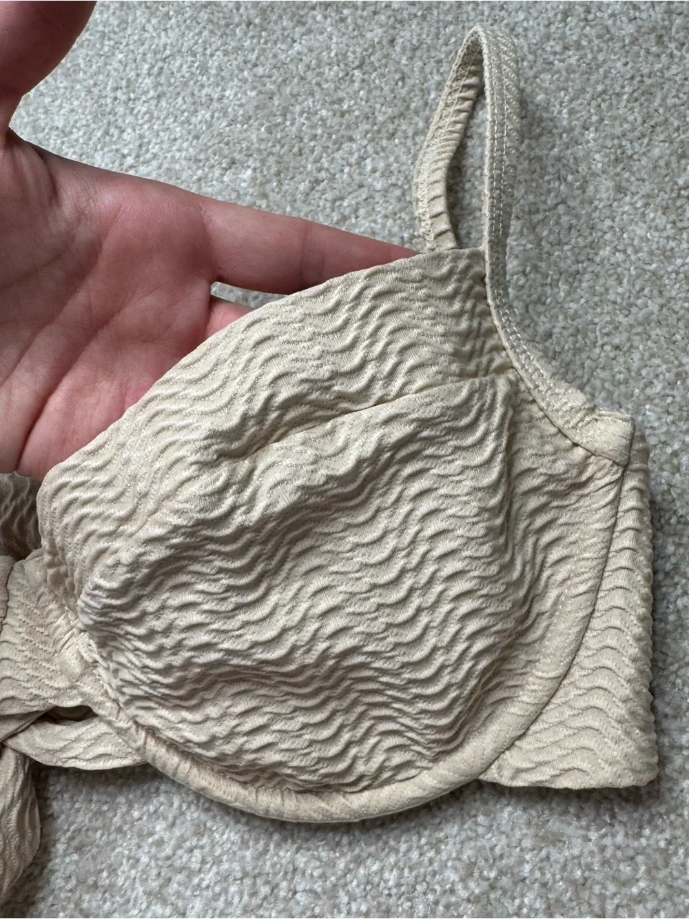 Monday Swimwear vanilla Beige Textured Underwire bikini top large